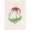 Image of Permin Snuggly Owls Card Christmas Cross Stitch Kit