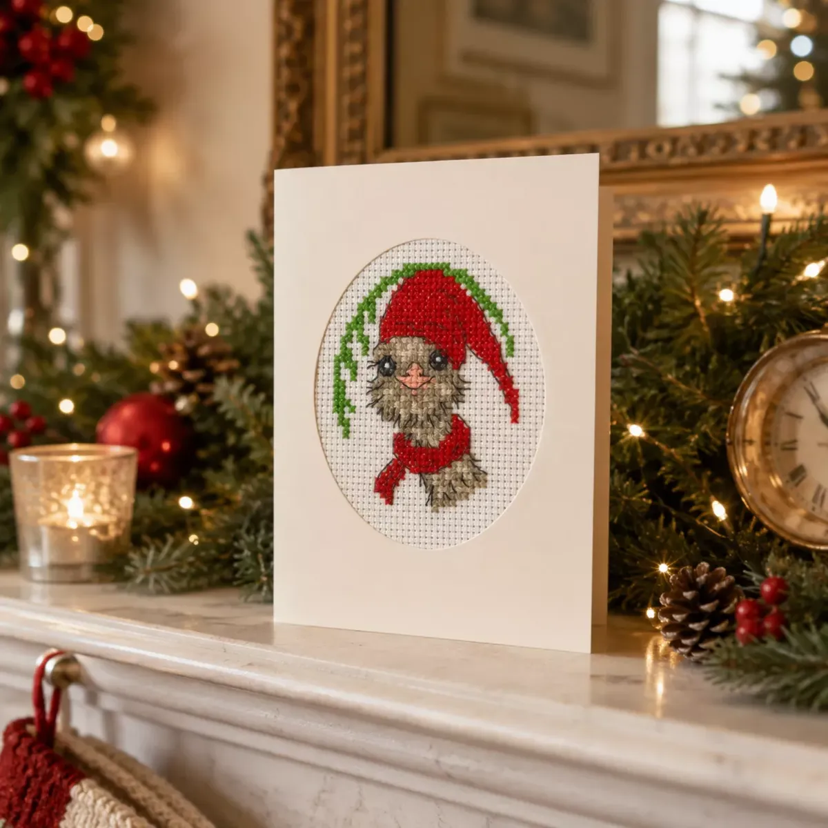 Permin Winter Ostrich Card Christmas Cross Stitch Kit — image 2