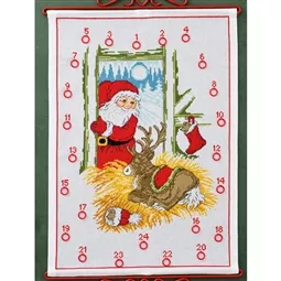 Permin Reindeer and Santa Advent Christmas Cross Stitch Kit