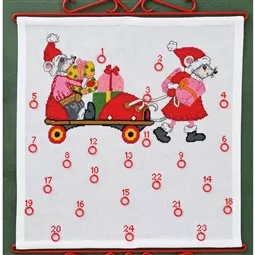 Permin Roller Skate Mouse Advent Christmas Cross Stitch Kit