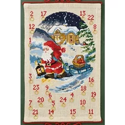 Permin Santa with Apples Advent Christmas Cross Stitch Kit