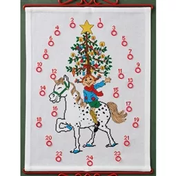 Permin Pippi and Christmas Tree Advent Cross Stitch Kit