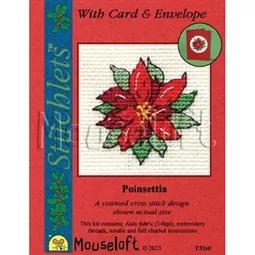 Mouseloft Poinsettia Christmas Card Making Christmas Cross Stitch Kit