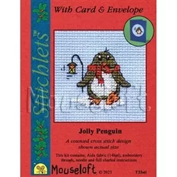 Mouseloft Jolly Penguin Christmas Card Making Christmas Cross Stitch Kit