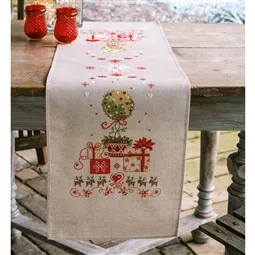 Vervaco Tree and Gifts Table Runner Christmas Cross Stitch Kit