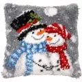 Image of Vervaco Snowmen Latch Hook Latch Hook Christmas Cushion Kit