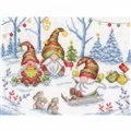 Image of Vervaco Party with the Gnomes Christmas Cross Stitch Kit