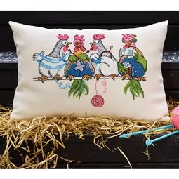 Permin Chick Knit Cushion Cross Stitch Kit