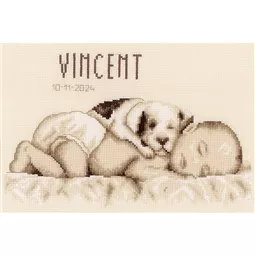 Vervaco Baby and Dog Birth Sampler Cross Stitch Kit