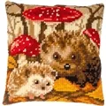 Image of Vervaco Hedgehogs Cushion Cross Stitch Kit