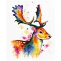 Image of Lanarte Deer in Rainbow Colours Cross Stitch Kit