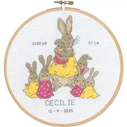 Permin Rabbit Birth Sampler Birth Sampler Cross Stitch Kit