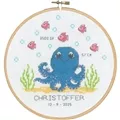 Image of Permin Octopus Birth Sampler Birth Sampler Cross Stitch Kit