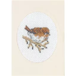 Permin House Sparrow Card Cross Stitch Kit