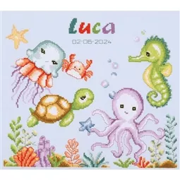 Vervaco Sea Animals Sampler Birth Sampler Cross Stitch Kit