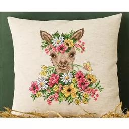 Permin Alpaca in Flowers Cushion Cross Stitch Kit