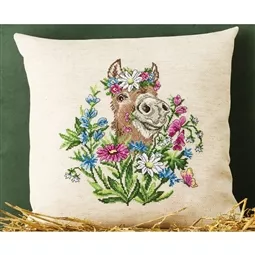 Donkey in Flowers Cushion