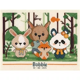 Vervaco Panda and Friends Sampler Birth Sampler Cross Stitch Kit