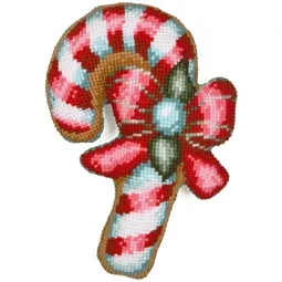 Vervaco Candy Cane Shaped Cushion Christmas Cross Stitch Kit