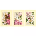 Image of Lanarte Pink Silk Dahlia Greetings Cards Cross Stitch Kit