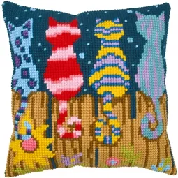 Vervaco Cats on Fence Cushion Cross Stitch Kit