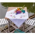 Image of Vervaco Violets Stamped Tablecloth Cross Stitch Kit
