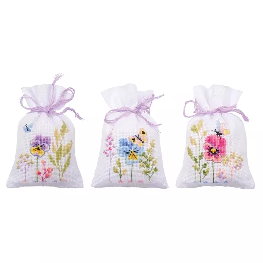 Vervaco Violets Bags Set of 3 Cross Stitch Kit