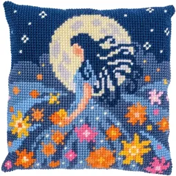 Vervaco Girl with Moon Cushion Cross Stitch Kit