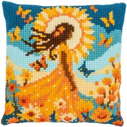 Vervaco Girl with Sun Cushion Cross Stitch Kit