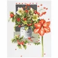 Image of Lanarte Holly Jolly Amaryillis Christmas Cross Stitch Kit