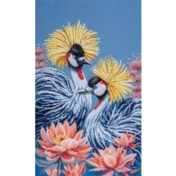 Lanarte Black Crowned Cranes Cross Stitch Kit