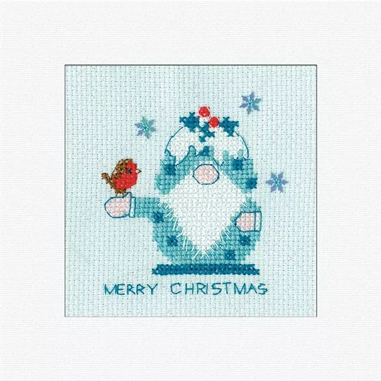 Heritage Frosted Gonk and Robin Card Christmas Cross Stitch Kit