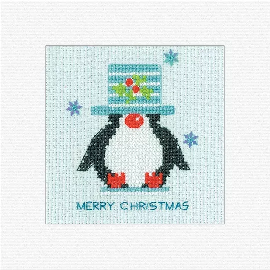 Heritage Frosted Penguin Card Christmas Cross Stitch Kit
