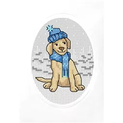 Orchidea Dog in Scarf Card Christmas Cross Stitch Kit