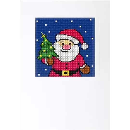 Orchidea Santa with Tree Card Christmas Cross Stitch Kit