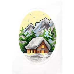 Orchidea Winter Cabin Card Christmas Cross Stitch Kit