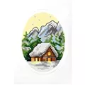 Image of Orchidea Winter Cabin Card Christmas Cross Stitch Kit