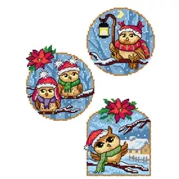 Orchidea Winter Owls Ornaments Christmas Cross Stitch Kit