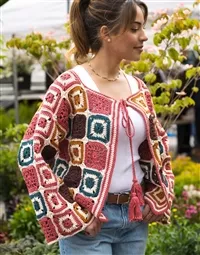 Lion Brand Yarn Granny Motif Cardigan Pattern