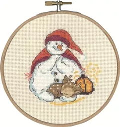 Permin Snowman and Fawn Christmas Cross Stitch Kit