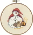 Image of Permin Snowman and Fawn Christmas Cross Stitch Kit