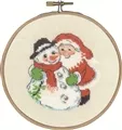 Image of Permin Santa and Snowman Hugs Christmas Cross Stitch Kit