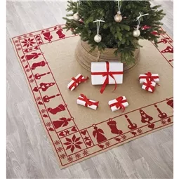 Permin Christmas Motifs Tree Skirt Cross Stitch Kit