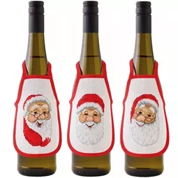 Permin Santa Claus Wine Aprons Christmas Cross Stitch Kit