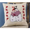 Image of Permin Snow Lovers Cushion Christmas Cross Stitch Kit