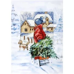 Orchidea Tree on Sledge Card Christmas Cross Stitch Kit