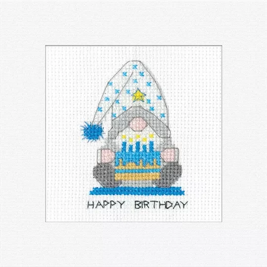 Heritage Gonk Birthday Cake Blue Cross Stitch Kit
