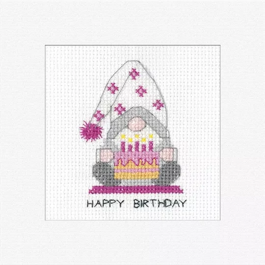 Heritage Gonk Birthday Cake Pink Cross Stitch Kit