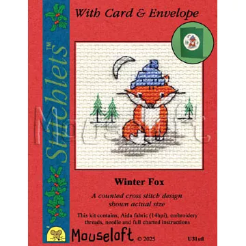Mouseloft Winter Fox Card Christmas Cross Stitch Kit