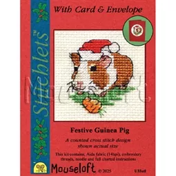 Mouseloft Festive Guinea Pig Card Christmas Cross Stitch Kit
